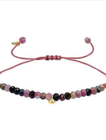 Bracelet Kasai en argent 925 et cristal multicolore finition plaqué or jaune 18 carats