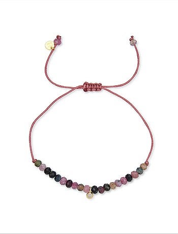 Bracelet Kasai en argent 925 et cristal multicolore finition plaqué or jaune 18 carats