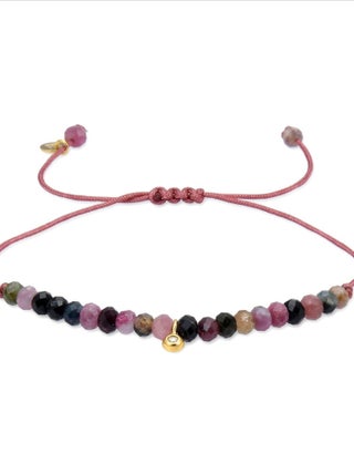 Bracelet  Kasai en argent 925 et cristal multicolore finition plaqué or jaune 18 carats