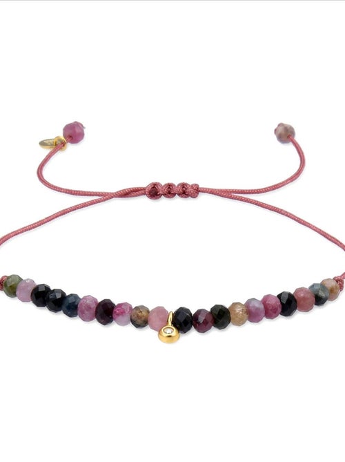 Bracelet  Kasai en argent 925 et cristal multicolore finition plaqué or jaune 18 carats - Kiabi