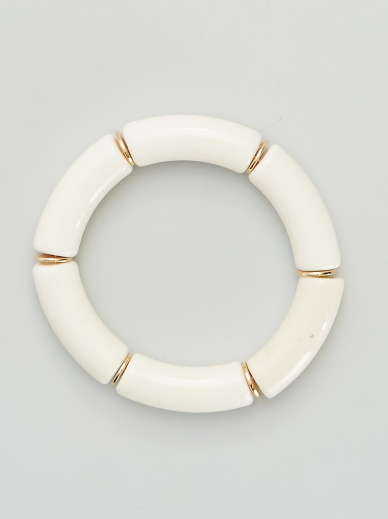 Bracelet large avec perles blanc - Kiabi