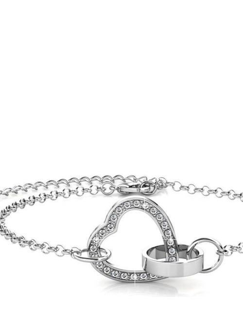 Bracelet Locked Heart - Argenté et Cristal - Kiabi