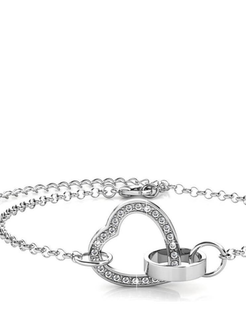 Bracelet Locked Heart - Argenté et Cristal Argent - Kiabi