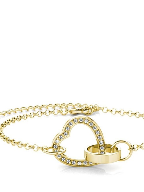 Bracelet Locked Heart - Doré et Cristal - Kiabi