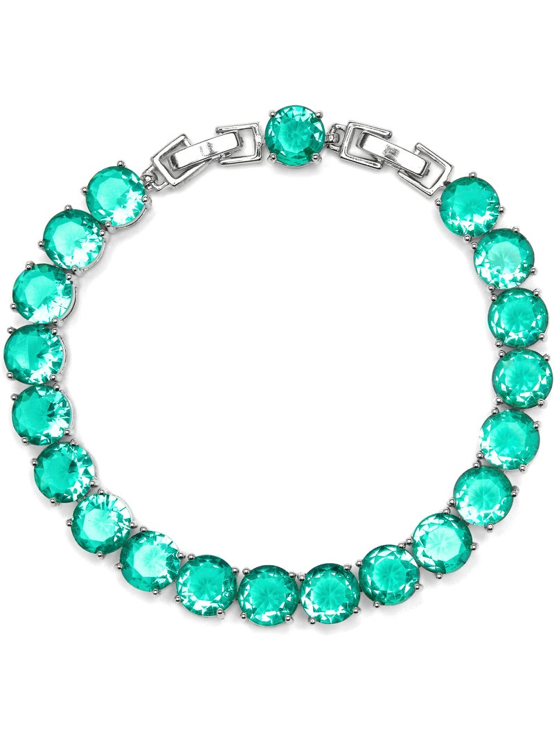 Bracelet Luxenter argenté et quartz hydrothermal vert de Paraiba - Thargi Argent - Kiabi