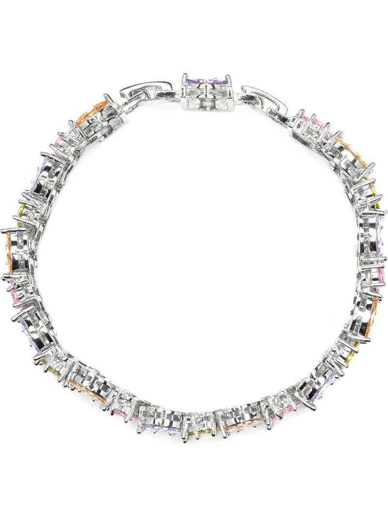 Bracelet Luxenter argenté et zircon multicolore - Hizuli Argent - Kiabi