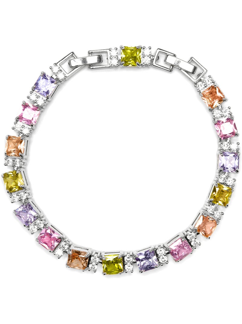 Bracelet Luxenter argenté et zircon multicolore - Lita Argent - Kiabi