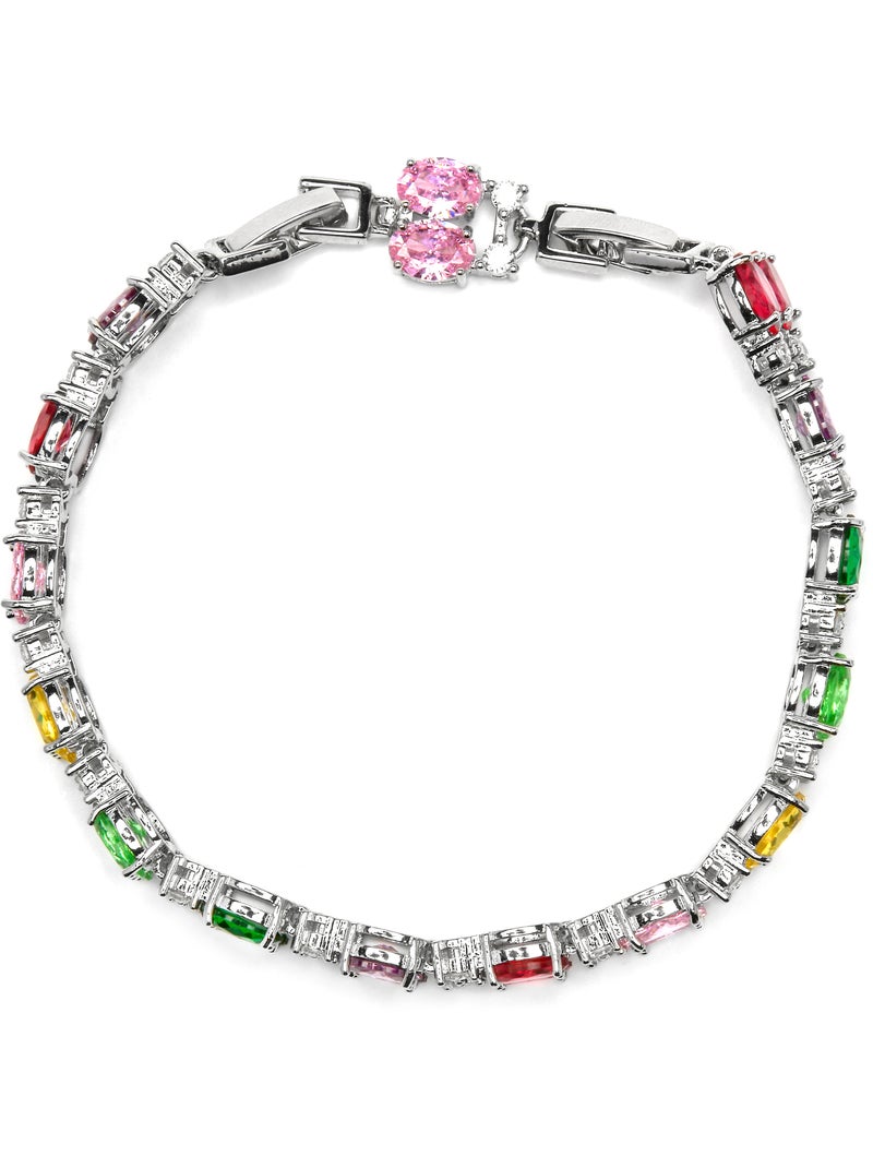 Bracelet Luxenter argenté et zircon multicolore - Mari Argent - Kiabi