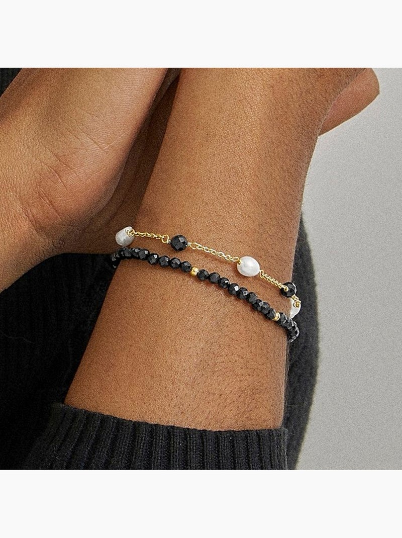 Bracelet Luxenter Athat et plaqué or 18k Noir - Kiabi