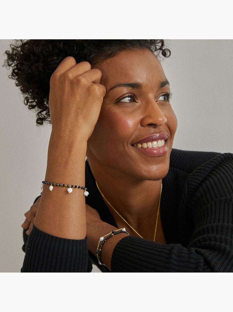Bracelet Luxenter Athat et plaqué or 18k Noir Noir - Kiabi