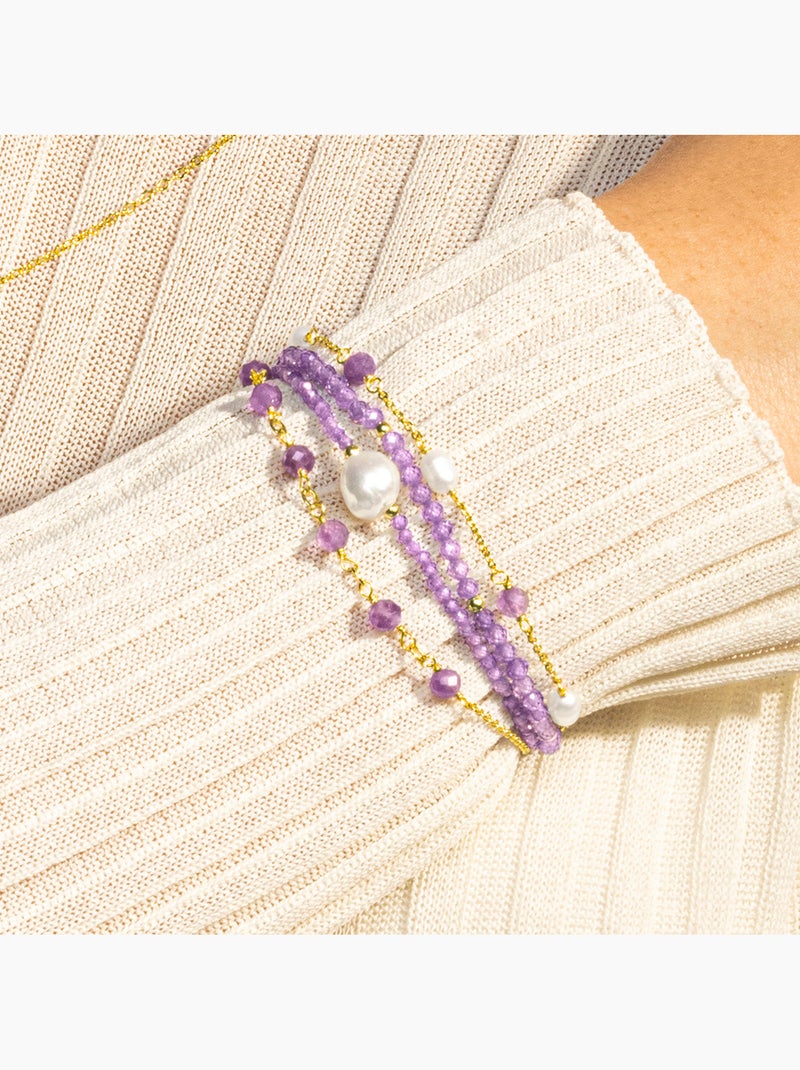 Bracelet Luxenter Athat et plaqué or 18k Violet - Kiabi