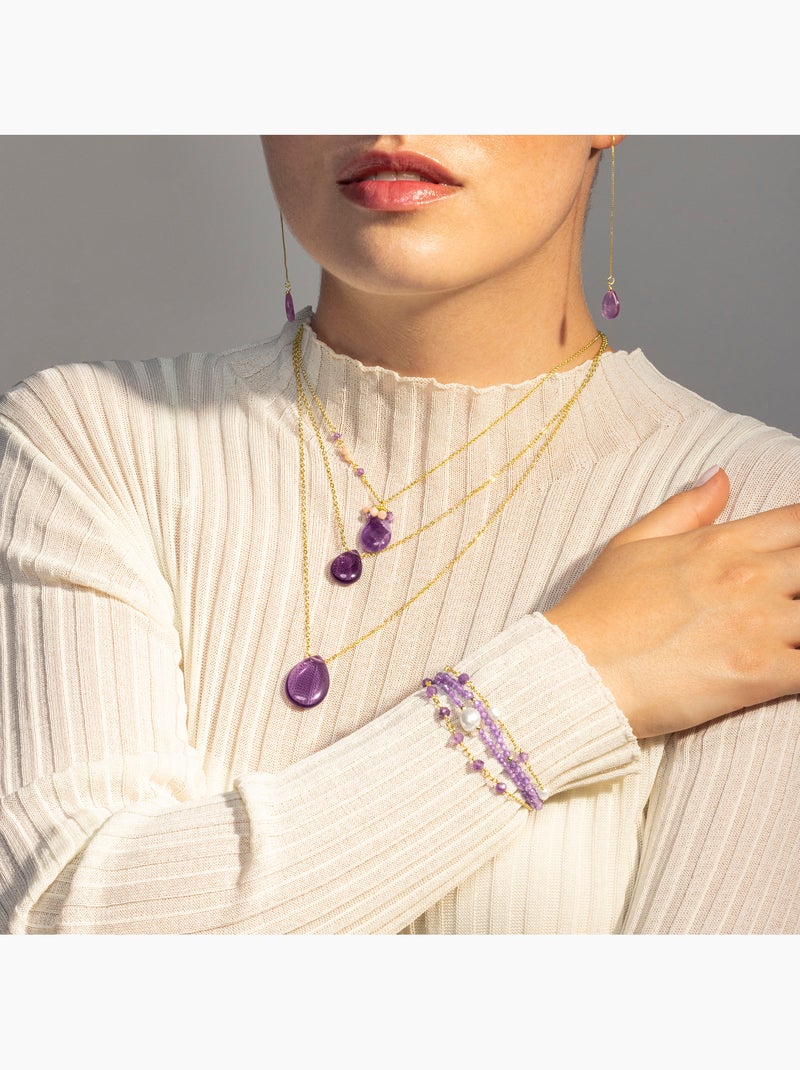 Bracelet Luxenter Athat et plaqué or 18k Violet - Kiabi