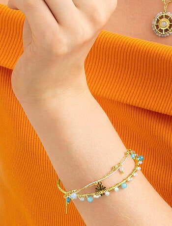 Bracelet Luxenter avec cristal bleu et finition or 18 carats - Yakde