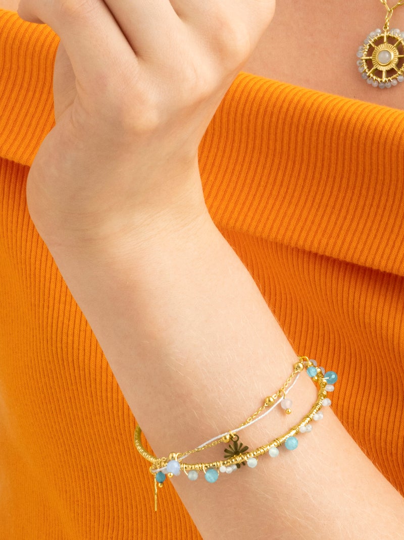Bracelet Luxenter avec cristal bleu et finition or 18 carats - Yakde Bleu - Kiabi