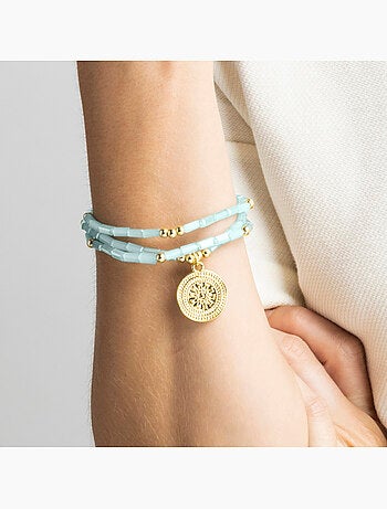 Bracelet Luxenter avec cristal bleu finition or 18k - Thyu