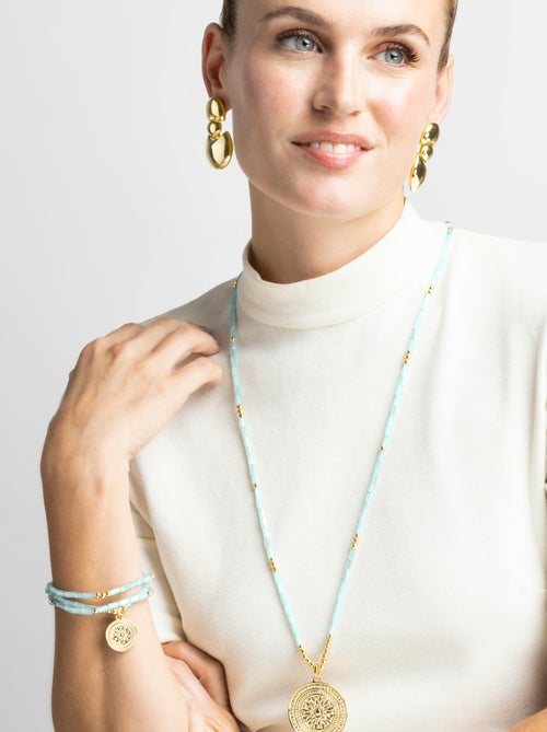 Bracelet Luxenter avec cristal bleu finition or 18k - Thyu - Kiabi