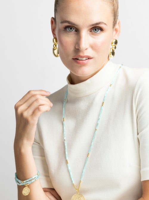 Bracelet Luxenter avec cristal bleu finition or 18k - Thyu - Kiabi