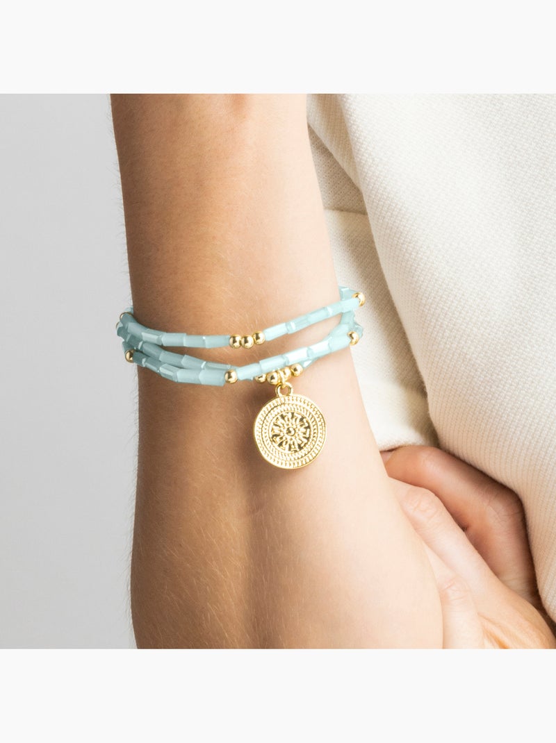 Bracelet Luxenter avec cristal bleu finition or 18k - Thyu Bleu - Kiabi