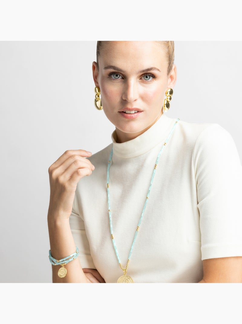 Bracelet Luxenter avec cristal bleu finition or 18k - Thyu Bleu - Kiabi