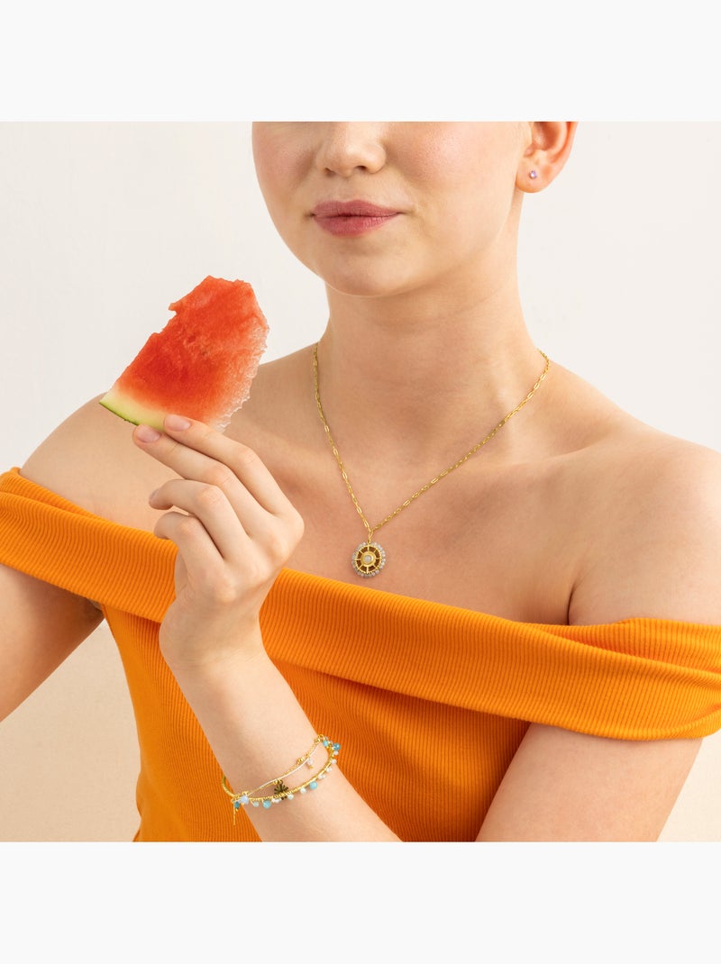 Bracelet Luxenter avec cristal bleu finition or 18k - Yakde Bleu - Kiabi