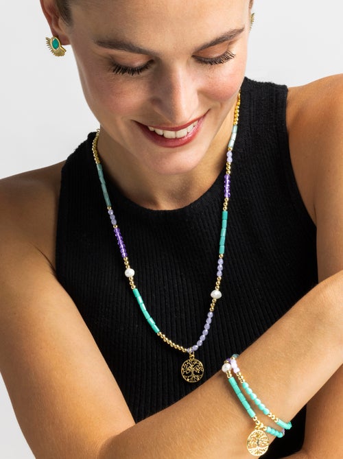 Bracelet Luxenter avec cristal bleu finition or 18k - Zorsi - Kiabi