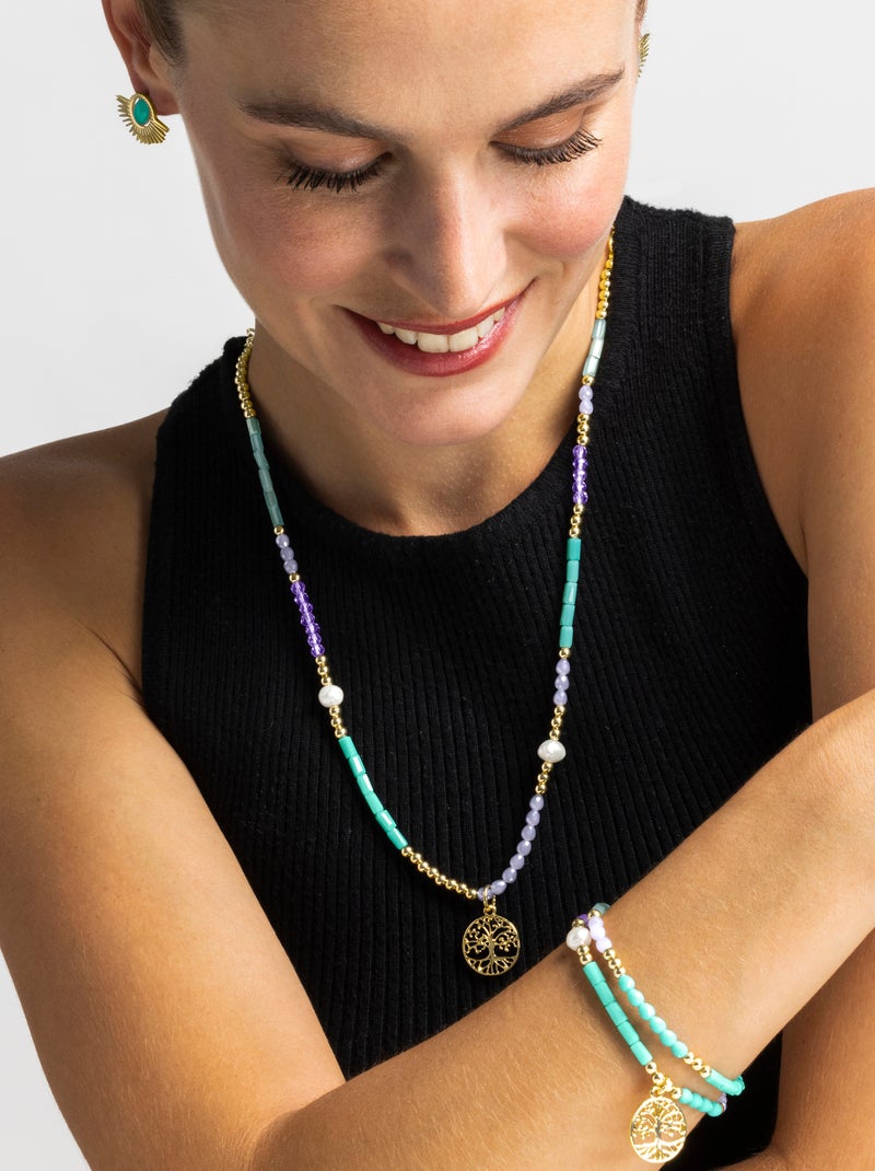 Bracelet Luxenter avec cristal bleu finition or 18k - Zorsi Bleu - Kiabi