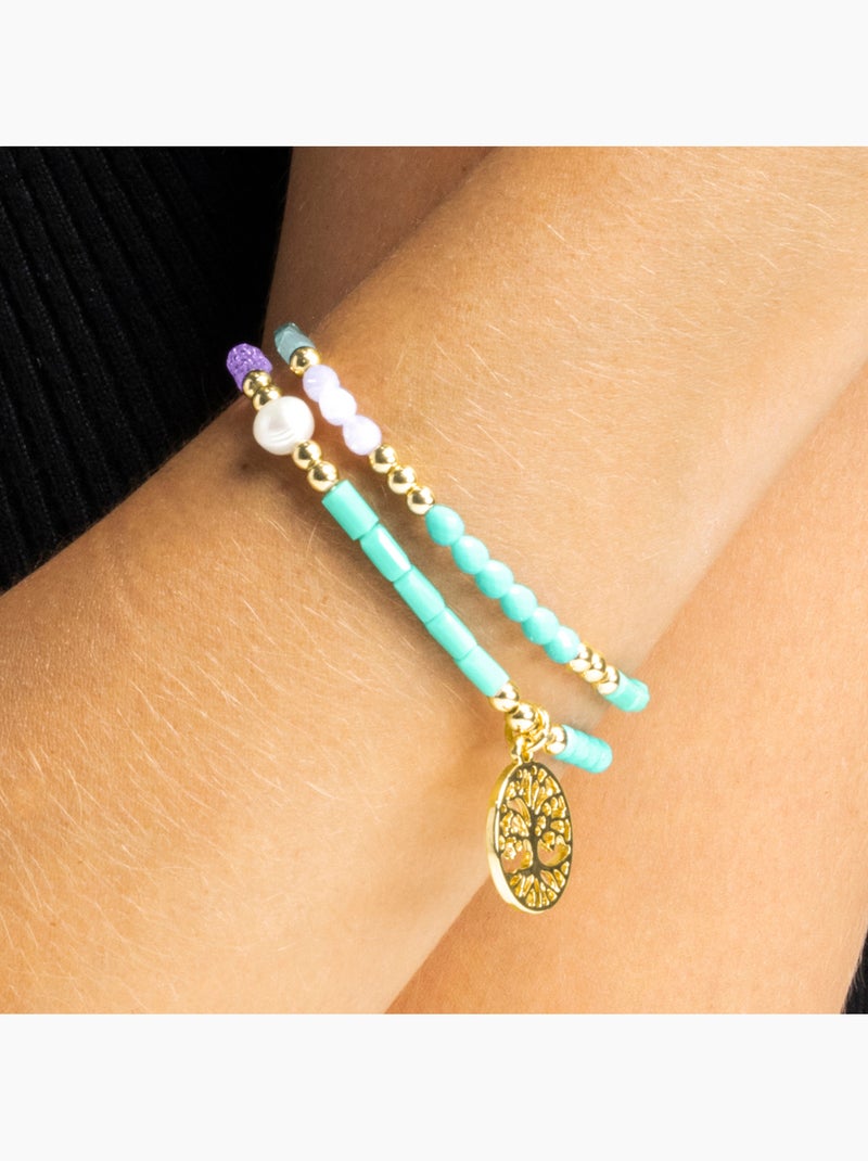 Bracelet Luxenter avec cristal bleu finition or 18k - Zorsi Bleu - Kiabi