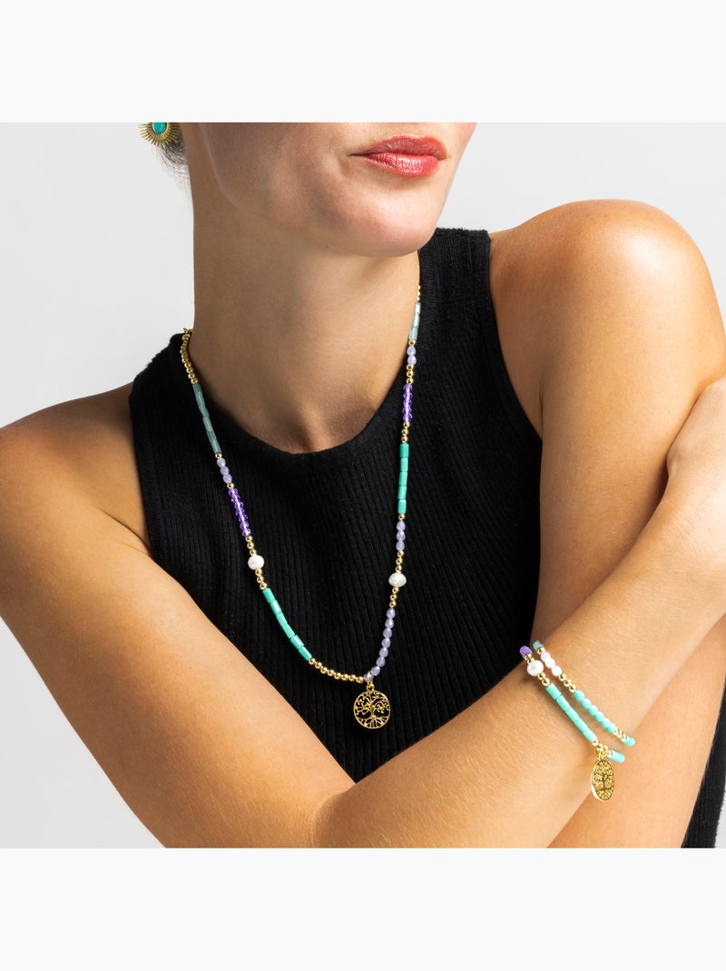 Bracelet Luxenter avec cristal bleu finition or 18k - Zorsi Bleu - Kiabi