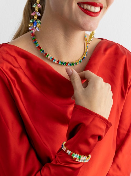 Bracelet Luxenter avec cristal multicolore finition or 18k - Nex - Kiabi