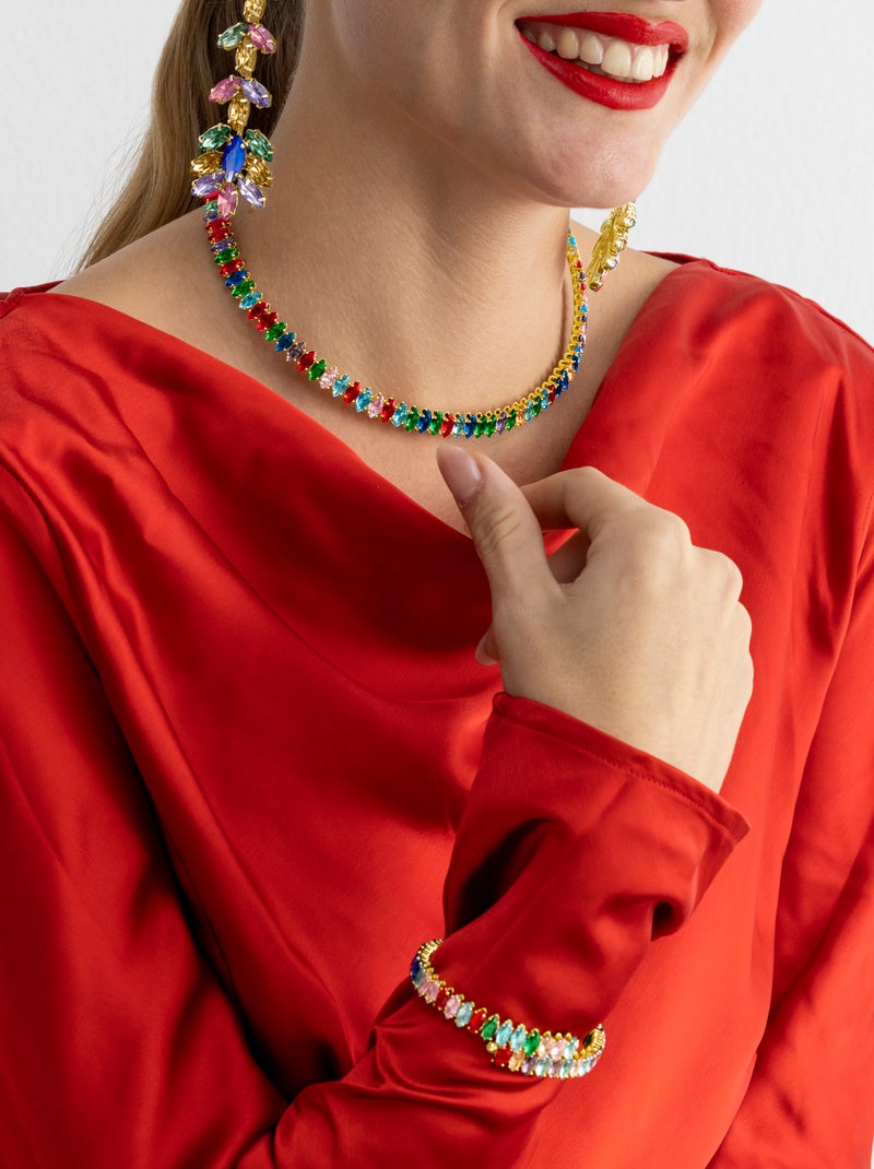 Bracelet Luxenter avec cristal multicolore finition or 18k - Nex Multicolore - Kiabi