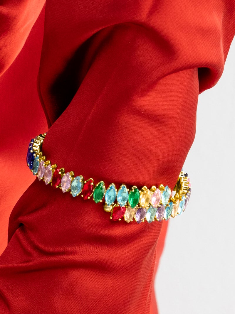 Bracelet Luxenter avec cristal multicolore finition or 18k - Nex Multicolore - Kiabi