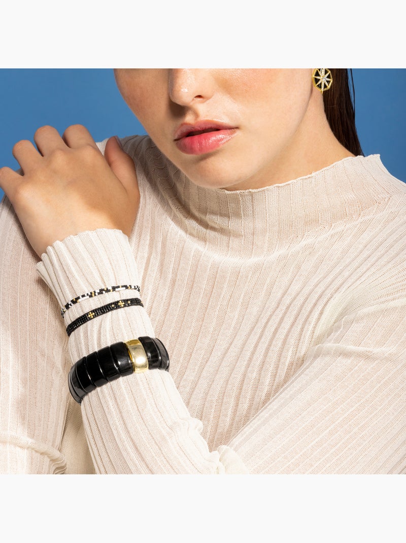 Bracelet Luxenter avec cristal noir et plaqué or 18k - Furie Noir - Kiabi