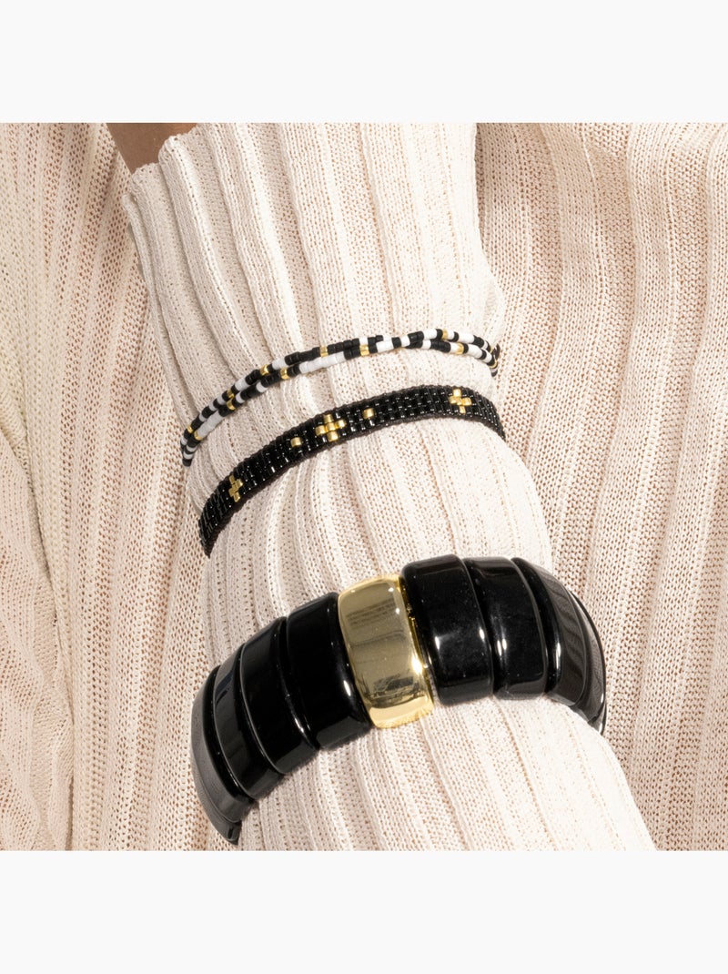 Bracelet Luxenter avec cristal noir et plaqué or 18k - Furie Noir - Kiabi