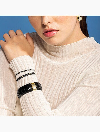 Bracelet Luxenter avec cristal noir et plaqué or 18k - Furie