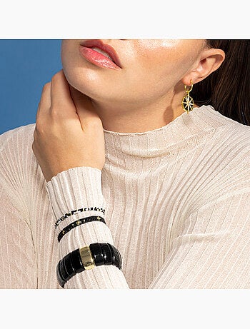 Bracelet Luxenter avec cristal noir et plaqué or 18k - Furie