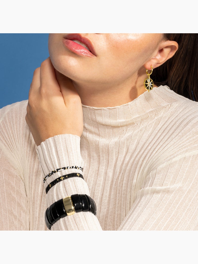 Bracelet Luxenter avec cristal noir et plaqué or 18k - Furie Noir Noir - Kiabi