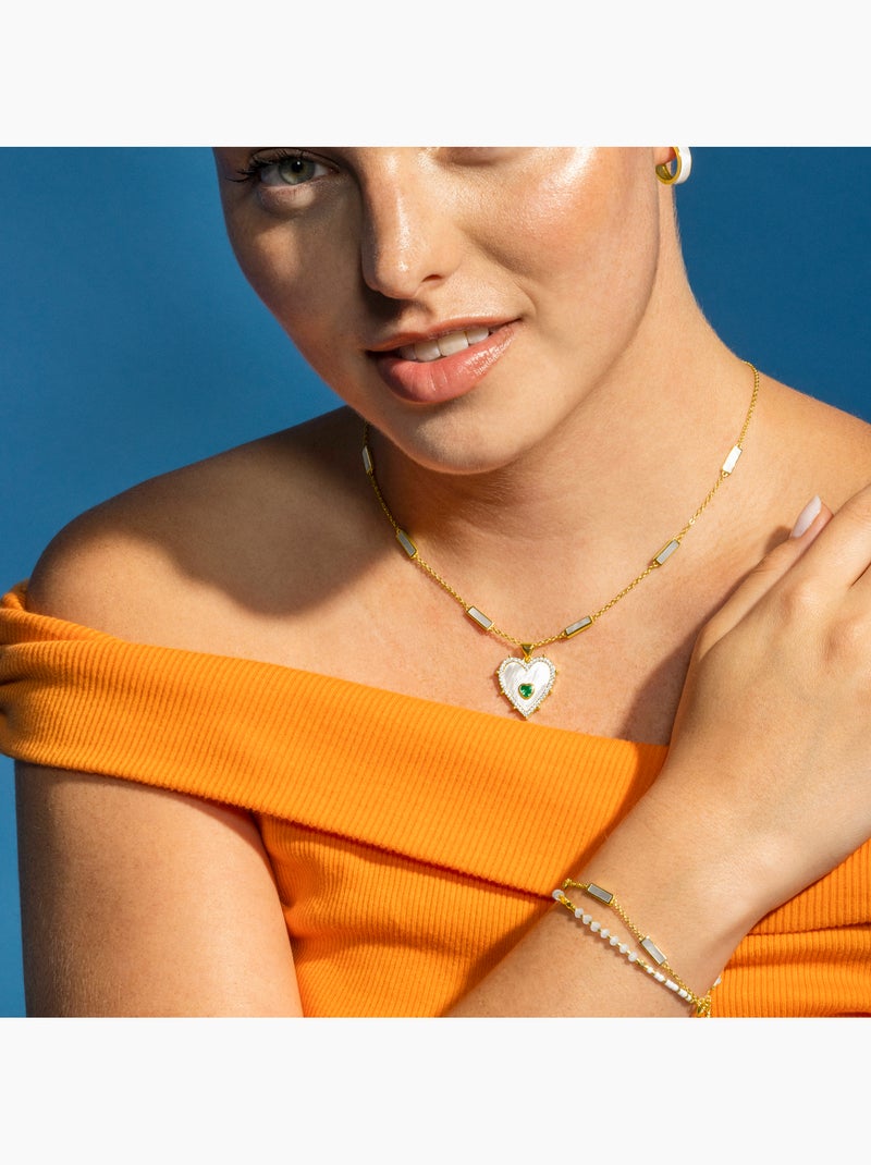 Bracelet Luxenter avec cristal noir finition or 18k - Anlako Blanc - Kiabi