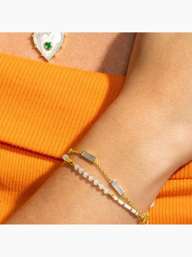 Bracelet Luxenter avec cristal noir finition or 18k - Anlako Blanc - Kiabi