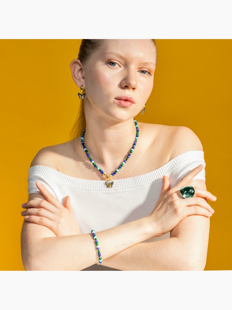 Bracelet Luxenter avec Lapis Lazuli naturel finition or 18k - Arru Bleu - Kiabi