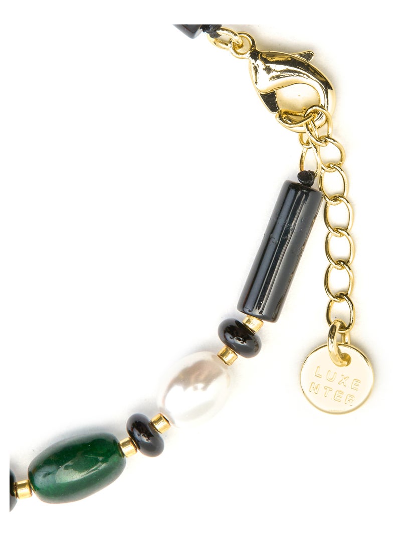 Bracelet Luxenter avec Onyx finition or 18k - Coepil Noir - Kiabi