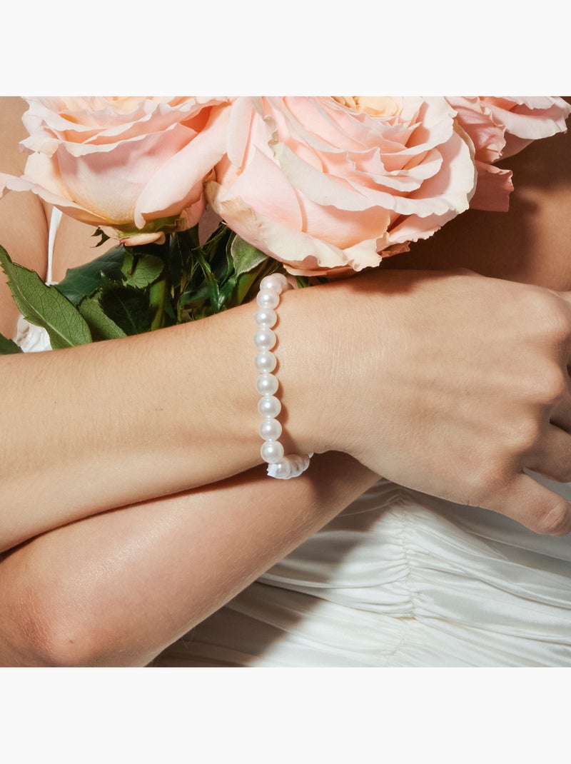 Bracelet Luxenter avec perle blanche et plaqué or 18k - Anrae Argent - Kiabi