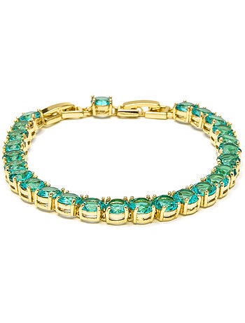 Bracelet Luxenter avec quartz hydrothermal vert Paraiba, finition or jaune 18 carats - Dragki