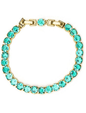 Bracelet Luxenter avec quartz hydrothermal vert Paraiba, finition or jaune 18 carats - Dragki