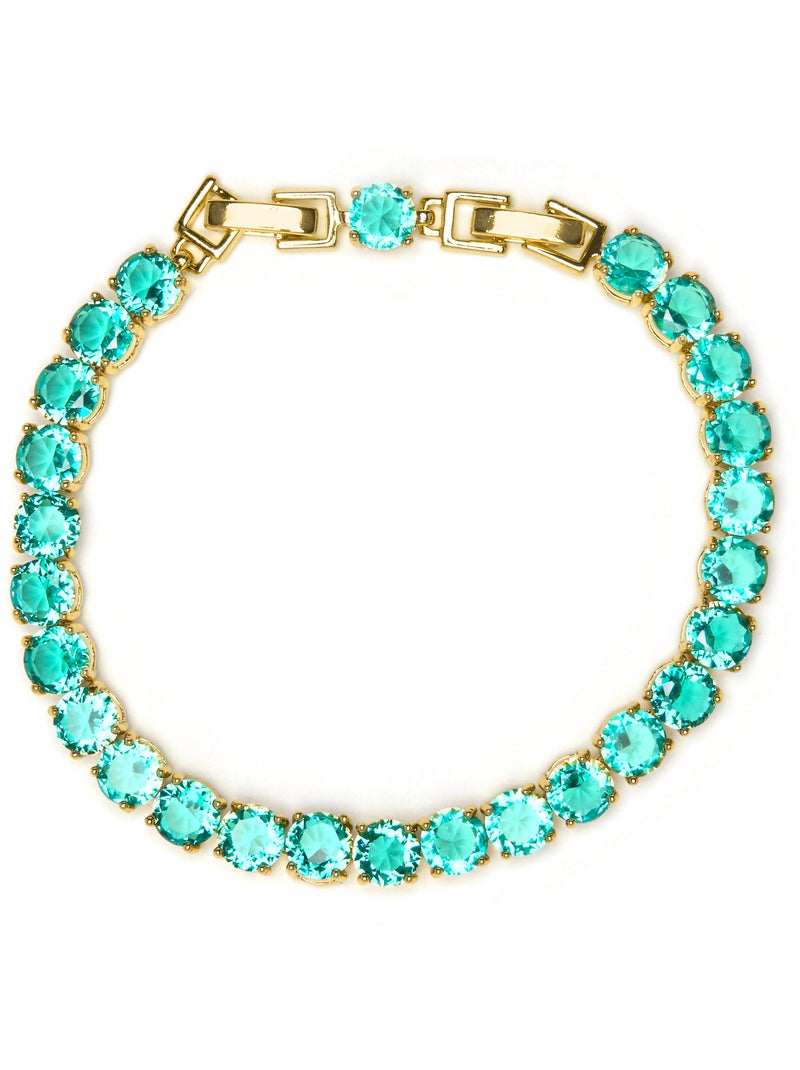 Bracelet Luxenter avec quartz hydrothermal vert Paraiba, finition or jaune 18 carats - Dragki Vert - Kiabi