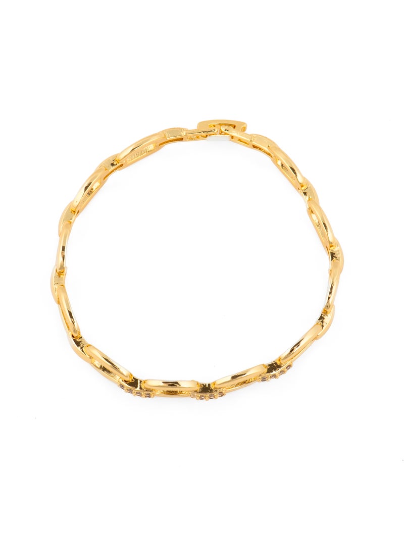 Bracelet Luxenter avec zircone brillante et finition or jaune 18k - Insio Argent - Kiabi