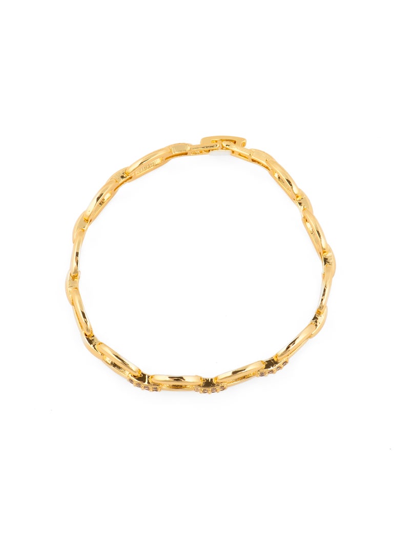 Bracelet Luxenter avec zircone brillante et finition or jaune 18k - Insio Blanc - Kiabi