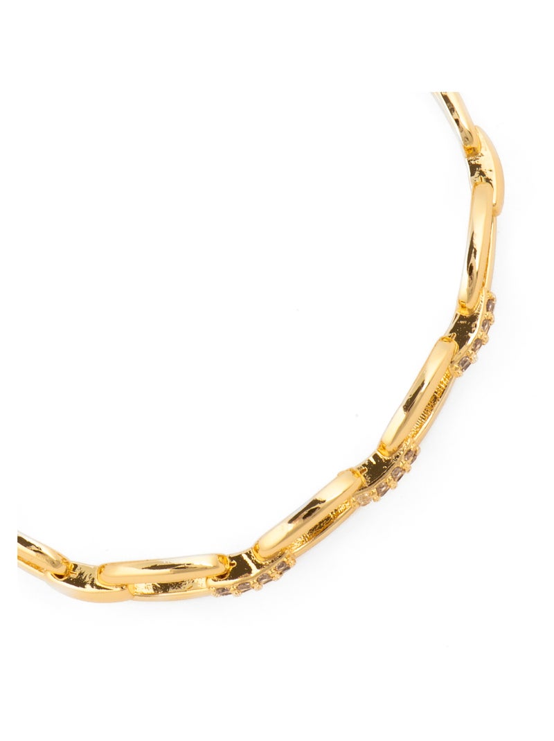 Bracelet Luxenter avec zircone brillante et finition or jaune 18k - Insio Blanc - Kiabi