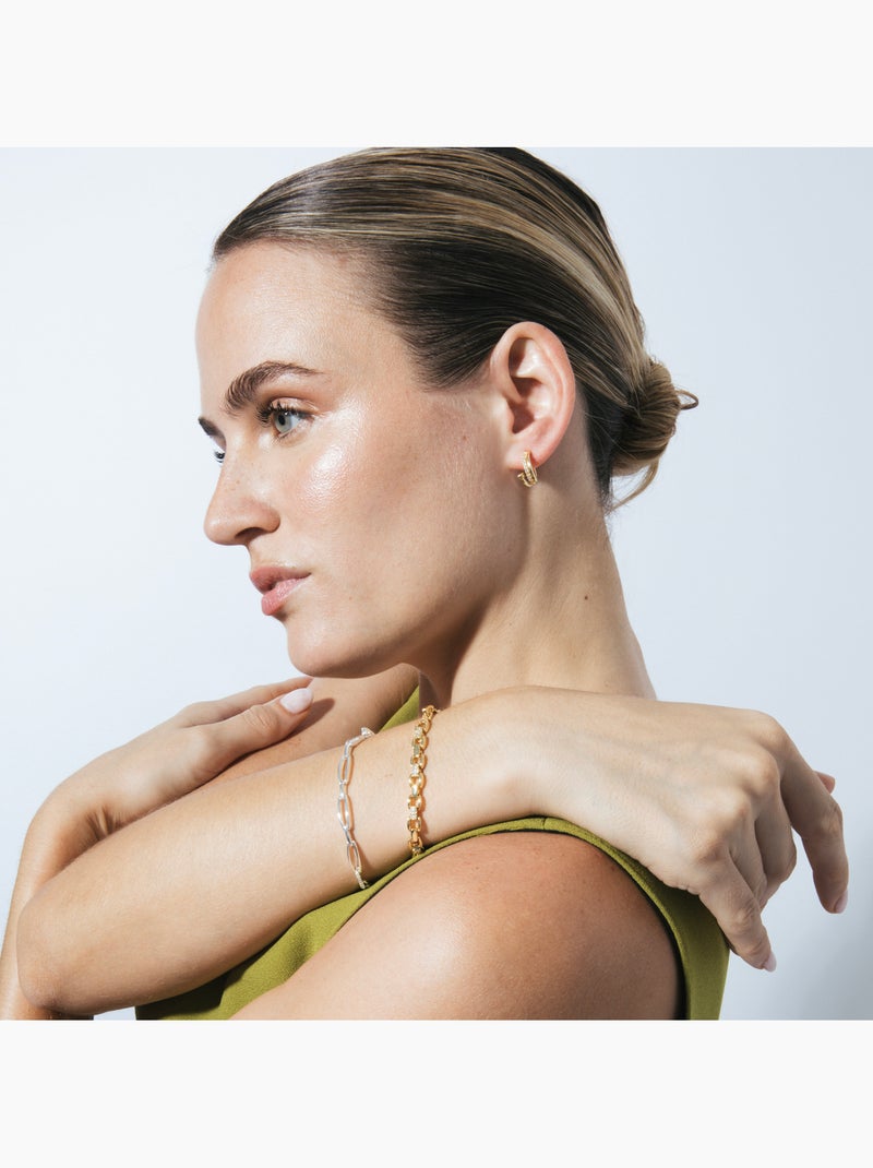 Bracelet Luxenter avec zircone brillante et finition or jaune 18k - Yaris Argent - Kiabi