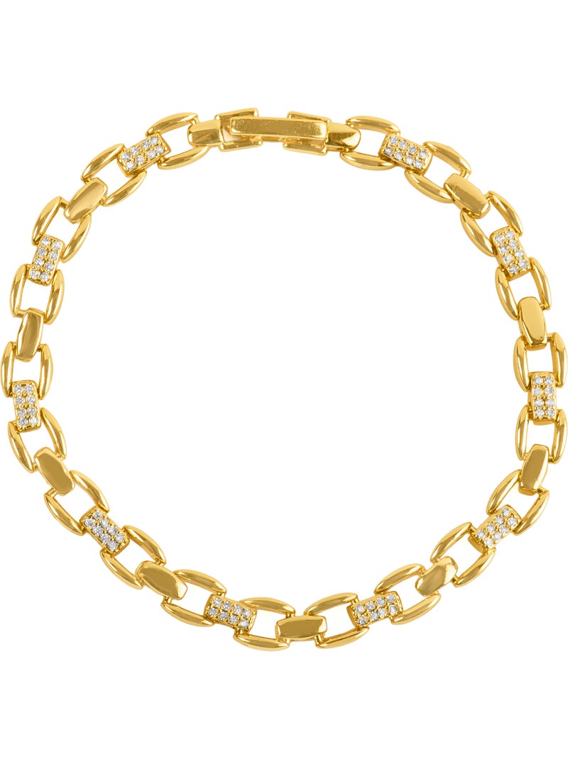 Bracelet Luxenter avec zircone brillante et finition or jaune 18k - Yaris Argent - Kiabi
