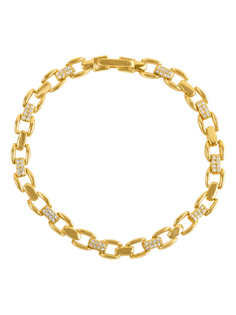 Bracelet Luxenter avec zircone brillante et finition or jaune 18k - Yaris Blanc - Kiabi